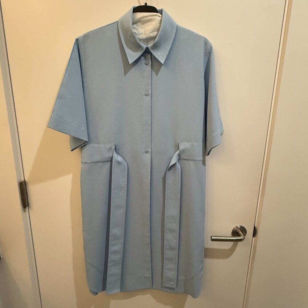 Acne Studios Light Blue Oversized Belted Shirt Dress Size S — Minimalist Scandi - Picture 3 of 8